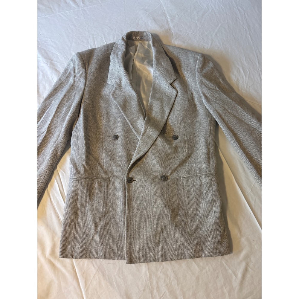 Cellini‎ Collection Blazer Womens 38s Grey Silk Herringbone Double Breasted